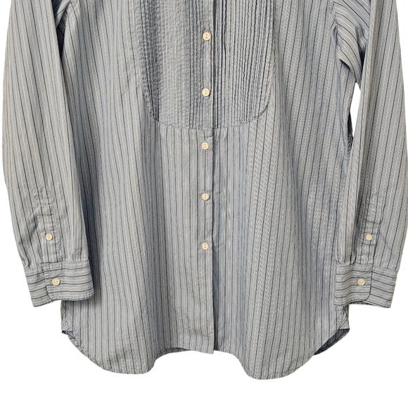 Lauren Ralph Lauren Womens Bib Blue White Striped Button Up Shirt Large - Picture 3 of 9